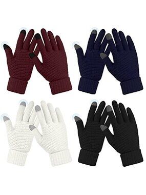 Womens Touchscreen Gloves Winter Knit Warm Stretch Texting Gloves Set